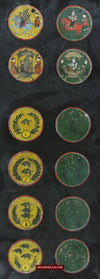 1567 Framed Old Painted Ganjifa Playing Cards - Old Telugu / Gold Illuminated-WOVENSOULS-Antique-Vintage-Textiles-Art-Decor