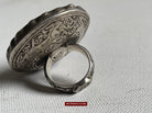 1568 Antique Silver Ring Blue Green Enamel Kohistan-WOVENSOULS-Antique-Vintage-Textiles-Art-Decor