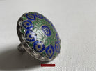 1568 Antique Silver Ring Blue Green Enamel Kohistan-WOVENSOULS-Antique-Vintage-Textiles-Art-Decor