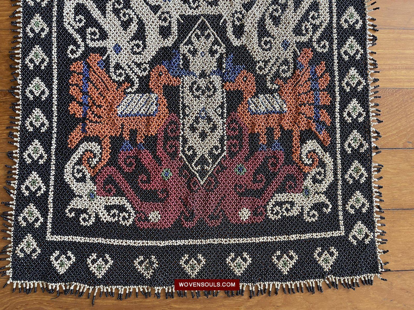 1571 Antique Beaded Iban Wedding Skirt Panel for Kain Manek-WOVENSOULS-Antique-Vintage-Textiles-Art-Decor