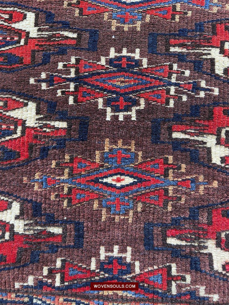 1575 Pair Antique Turkmen Yomud Yomut Chuval Juval w Backing-WOVENSOULS-Antique-Vintage-Textiles-Art-Decor