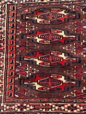 1575 Pair Antique Turkmen Yomud Yomut Chuval Juval w Backing-WOVENSOULS-Antique-Vintage-Textiles-Art-Decor