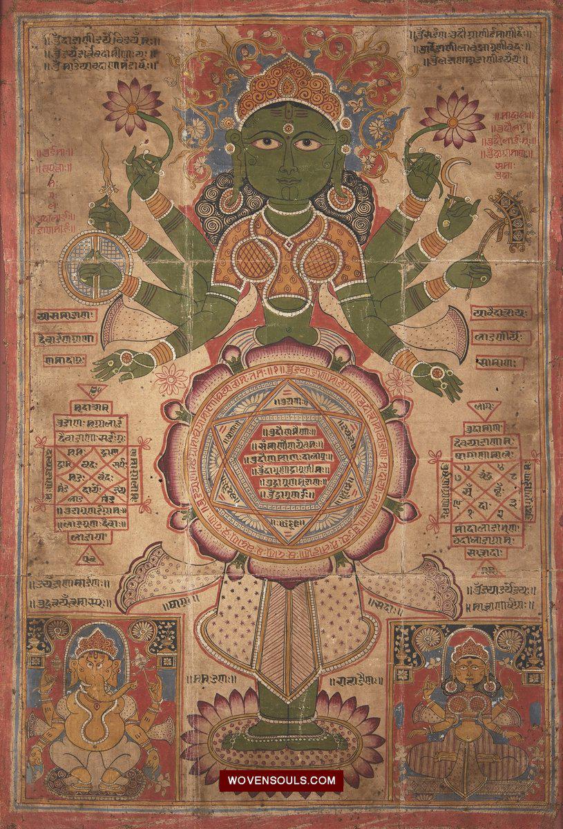 1581 Old Jain Painting Art Masterpiece-WOVENSOULS-Antique-Vintage-Textiles-Art-Decor