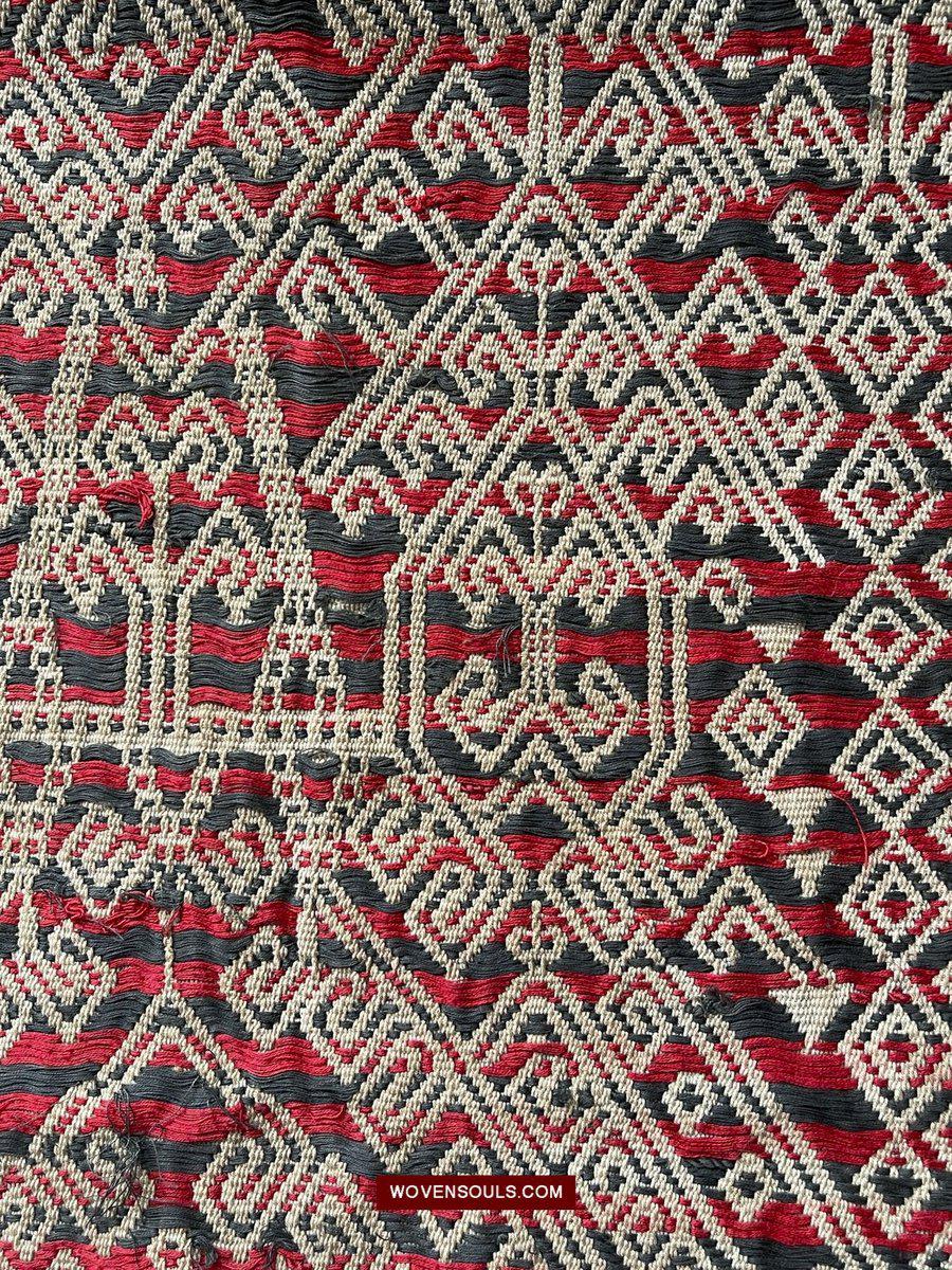 1583 Old Iban Pua Pilih Dayak Textile with Girl motif-WOVENSOULS-Antique-Vintage-Textiles-Art-Decor