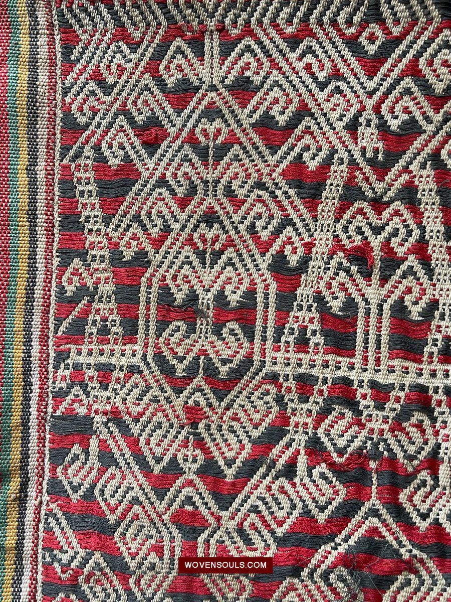 1583 Old Iban Pua Pilih Dayak Textile with Girl motif-WOVENSOULS-Antique-Vintage-Textiles-Art-Decor