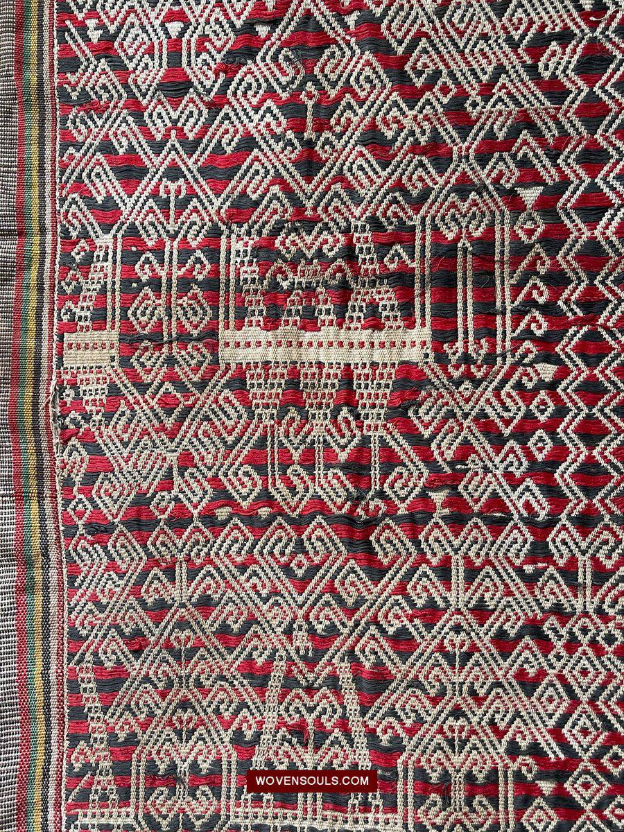 1583 Old Iban Pua Pilih Dayak Textile with Girl motif-WOVENSOULS-Antique-Vintage-Textiles-Art-Decor