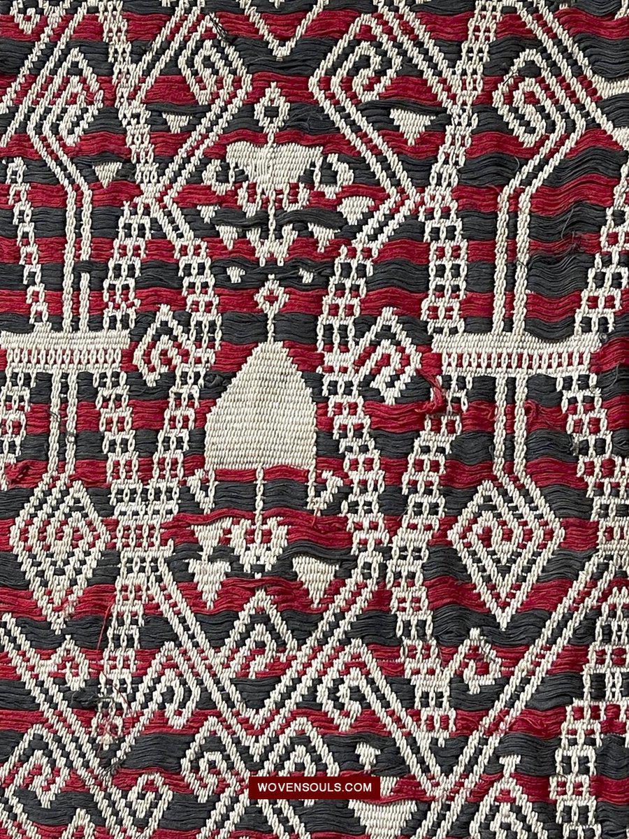 1583 Old Iban Pua Pilih Dayak Textile with Girl motif-WOVENSOULS-Antique-Vintage-Textiles-Art-Decor