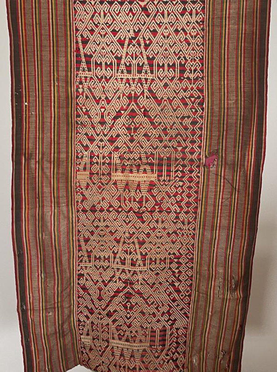 1583 Old Iban Pua Pilih Dayak Textile with Girl motif-WOVENSOULS-Antique-Vintage-Textiles-Art-Decor