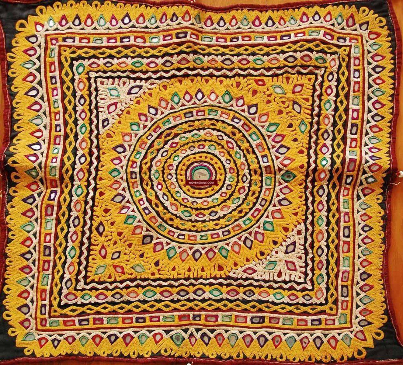 159 SOLD -Superb Golden Chaakla Pair - Antique Kutch Textile-WOVENSOULS-Antique-Vintage-Textiles-Art-Decor