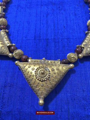 1591 Ancestral Rabari Gold Necklace Jewelry-WOVENSOULS-Antique-Vintage-Textiles-Art-Decor