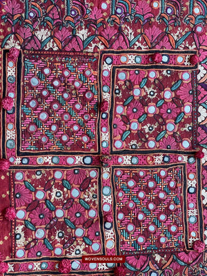 1605 SOLD Old Thar Rajasthan Wedding Odhana Shawl - Embroidery Bandhini & Mirrorwork-WOVENSOULS Antique Textiles &amp; Art Gallery