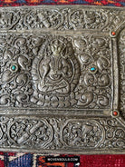 1606 Antique Tibetan Silver Sutra Cover-WOVENSOULS Antique Textiles &amp; Art Gallery