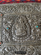 1606 Antique Tibetan Silver Sutra Cover-WOVENSOULS Antique Textiles &amp; Art Gallery