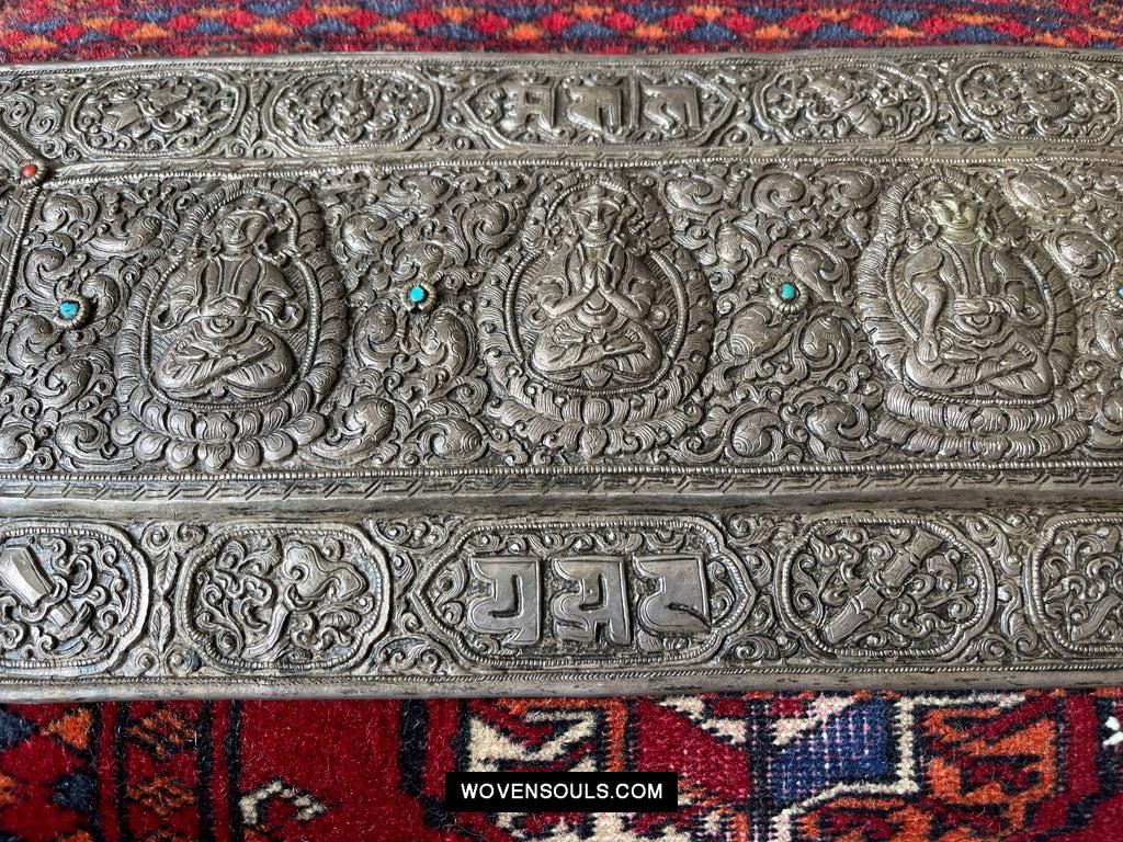 1606 Antique Tibetan Silver Sutra Cover-WOVENSOULS Antique Textiles &amp; Art Gallery