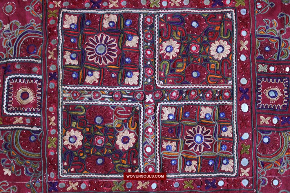 1607 Old Thar Rajasthan Wedding Odhana Shawl - Embroidery Bandhini & Mirrorwork-WOVENSOULS Antique Textiles &amp; Art Gallery