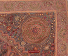 1608 Old Kashmir Silk Embroidered Amli Shawl Rumal - WOVENSOULS