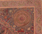 1608 Old Kashmir Silk Embroidered Amli Shawl Rumal-WOVENSOULS Antique Textiles &amp; Art Gallery