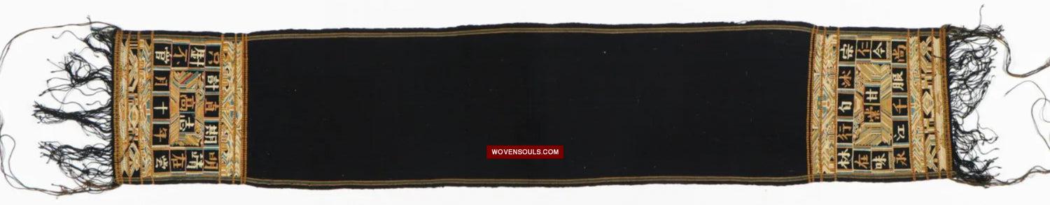 1610 Old Chinese Hainan Meifu Li Ethnic Minority Head wrap turban w Inscription-WOVENSOULS Antique Textiles &amp; Art Gallery