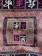 1612 Old Chinese Hainan Meifu Li Ethnic Minority Head wrap turban w Magenta Inscription-WOVENSOULS Antique Textiles &amp; Art Gallery