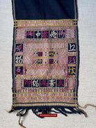 1613 Old Chinese Hainan Meifu Li Ethnic Minority Head wrap turban w Magenta Inscription-WOVENSOULS Antique Textiles &amp; Art Gallery