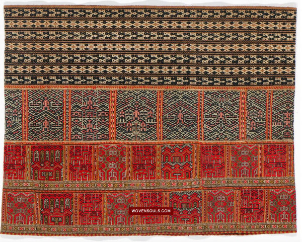 1614 Old Chinese Hainan Run Li Ethnic Minority Woven Skirt-WOVENSOULS Antique Textiles & Art Gallery
