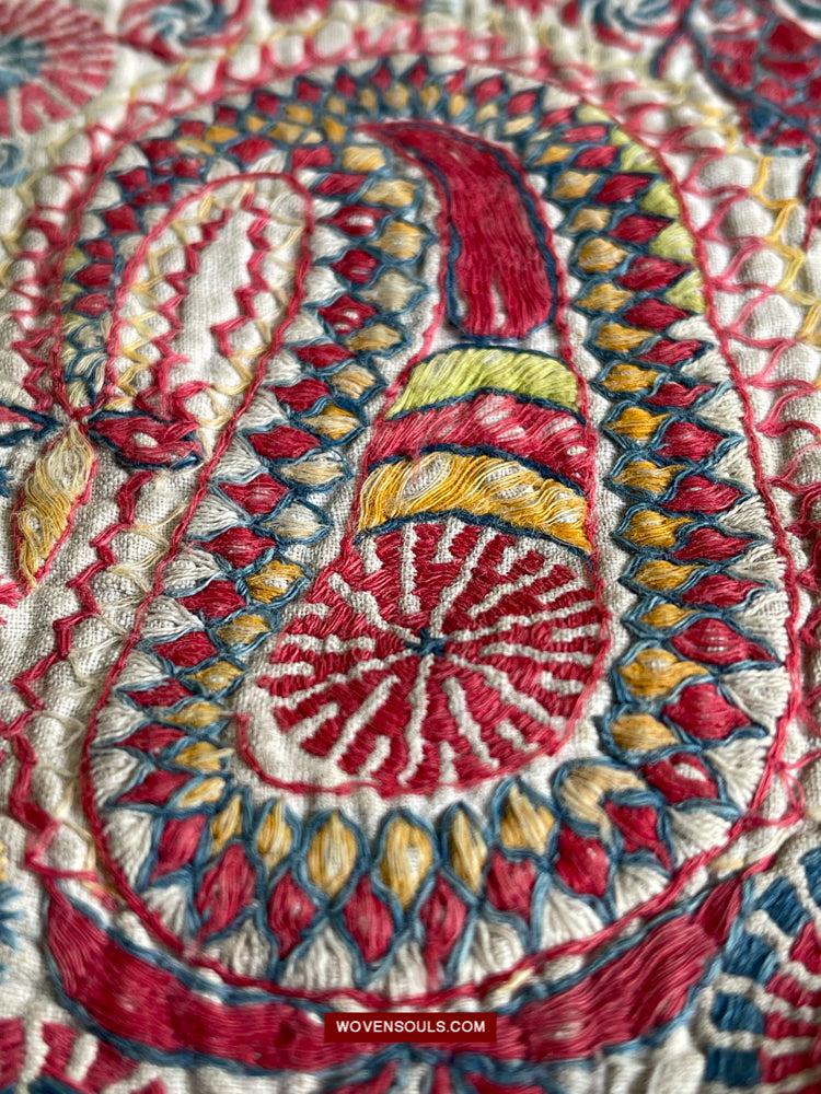 1619 SOLD Antique Figurative Kantha Embroidery-WOVENSOULS Antique Textiles &amp; Art Gallery