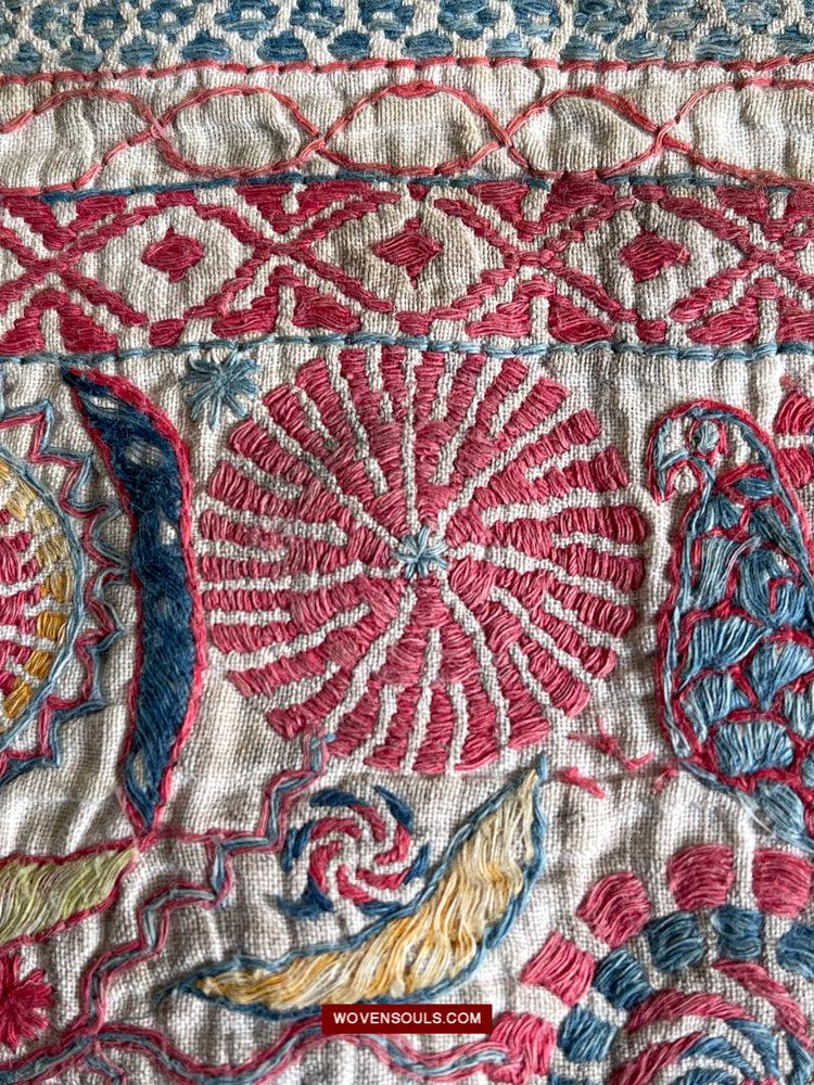 1619 SOLD Antique Figurative Kantha Embroidery-WOVENSOULS Antique Textiles &amp; Art Gallery