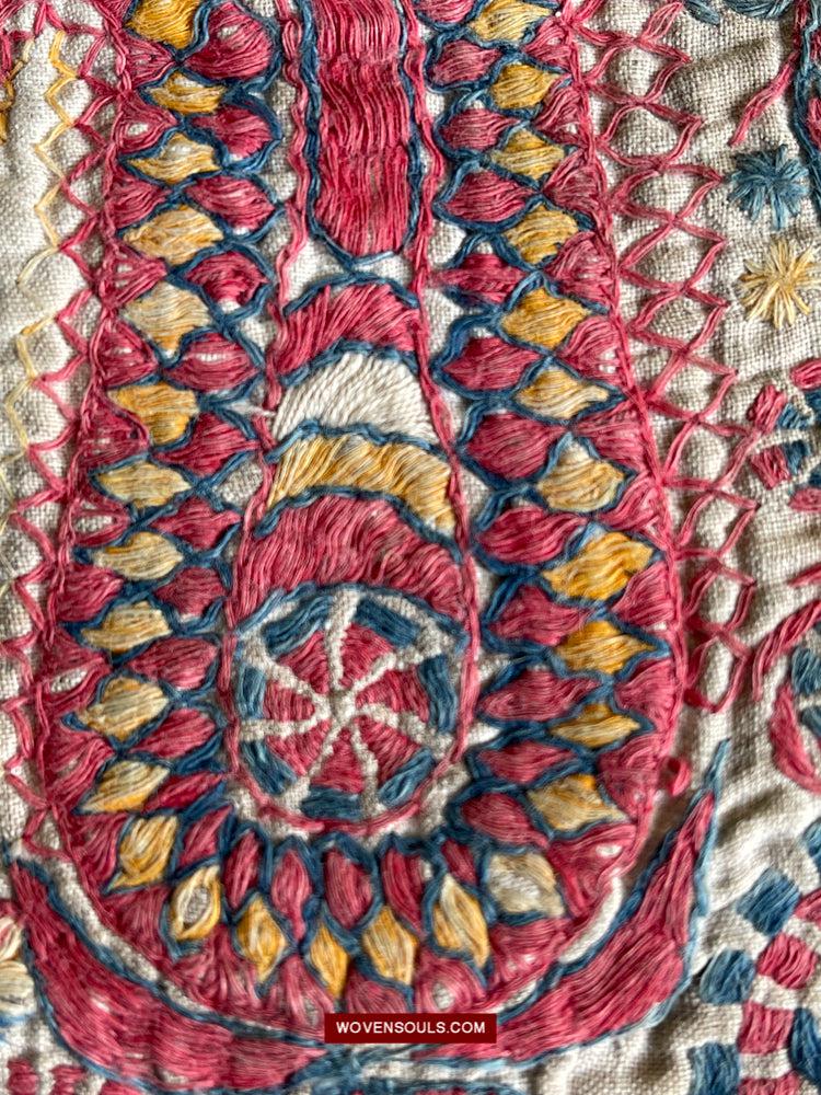 1619 SOLD Antique Figurative Kantha Embroidery-WOVENSOULS Antique Textiles &amp; Art Gallery