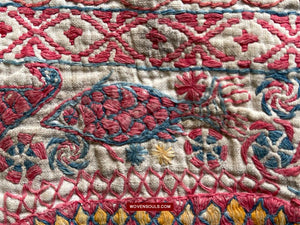 1619 SOLD Antique Figurative Kantha Embroidery-WOVENSOULS Antique Textiles &amp; Art Gallery