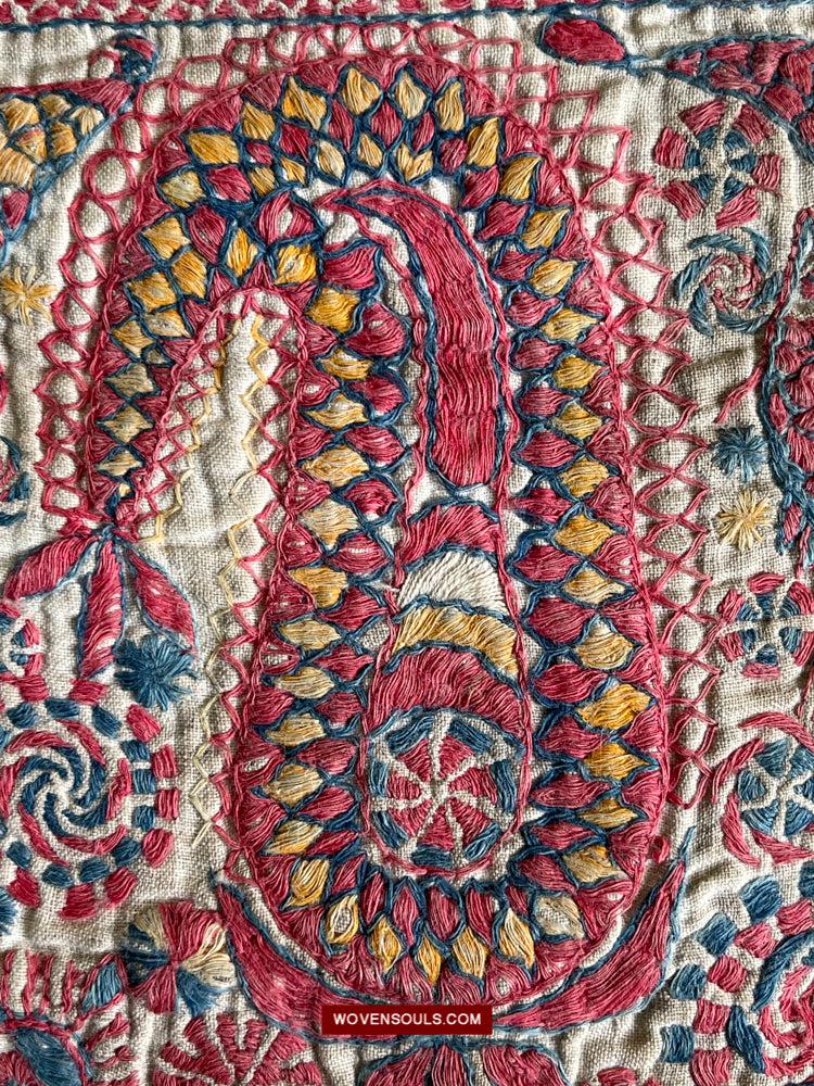 1619 SOLD Antique Figurative Kantha Embroidery-WOVENSOULS Antique Textiles &amp; Art Gallery