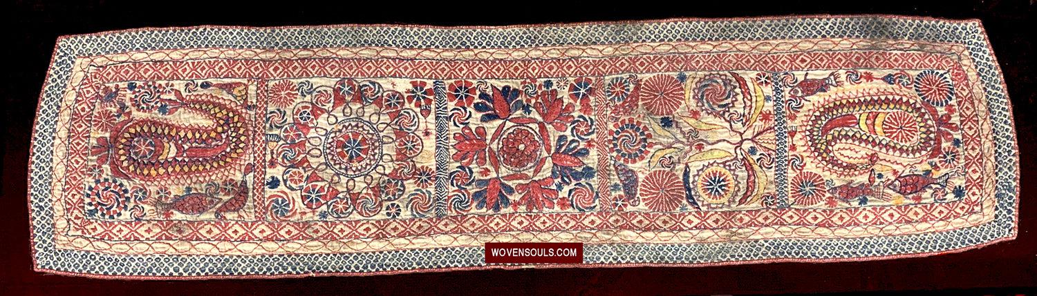 1619 SOLD Antique Figurative Kantha Embroidery-WOVENSOULS Antique Textiles &amp; Art Gallery