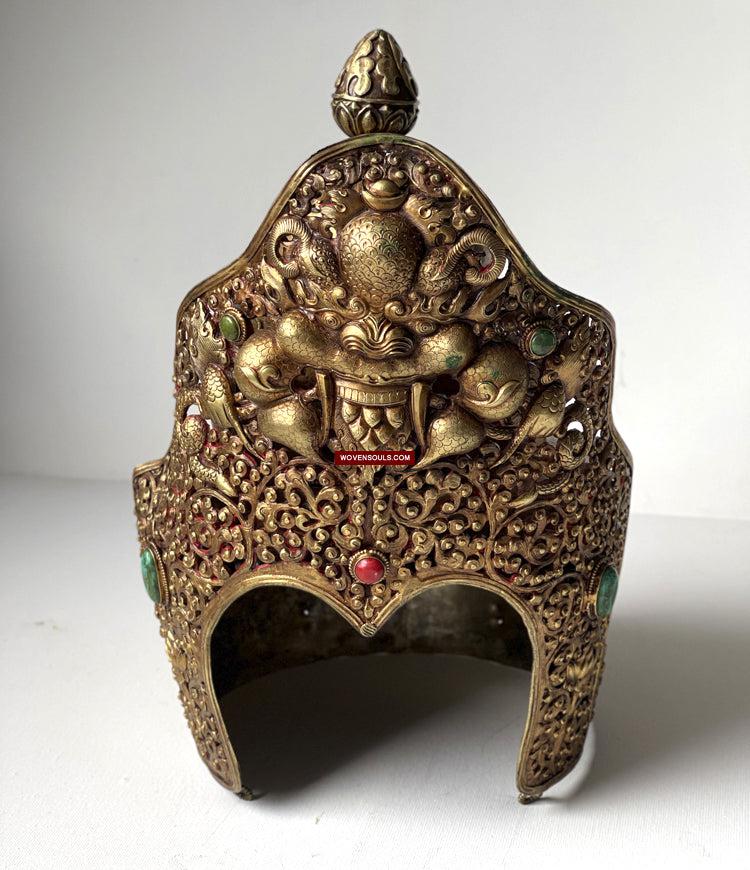 1620 Antique Buddhist Ceremonial Crown for Lama / Priest-WOVENSOULS Antique Textiles &amp; Art Gallery