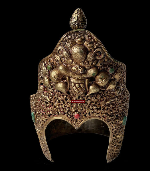 1620 Antique Buddhist Ceremonial Crown for Lama / Priest-WOVENSOULS Antique Textiles & Art Gallery