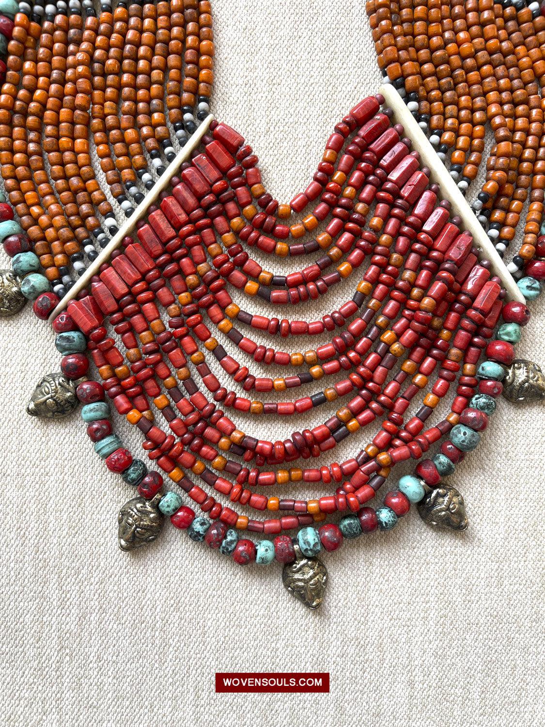 1623 SOLD Antique Naga Tribal Bead Necklace-WOVENSOULS Antique Textiles &amp; Art Gallery