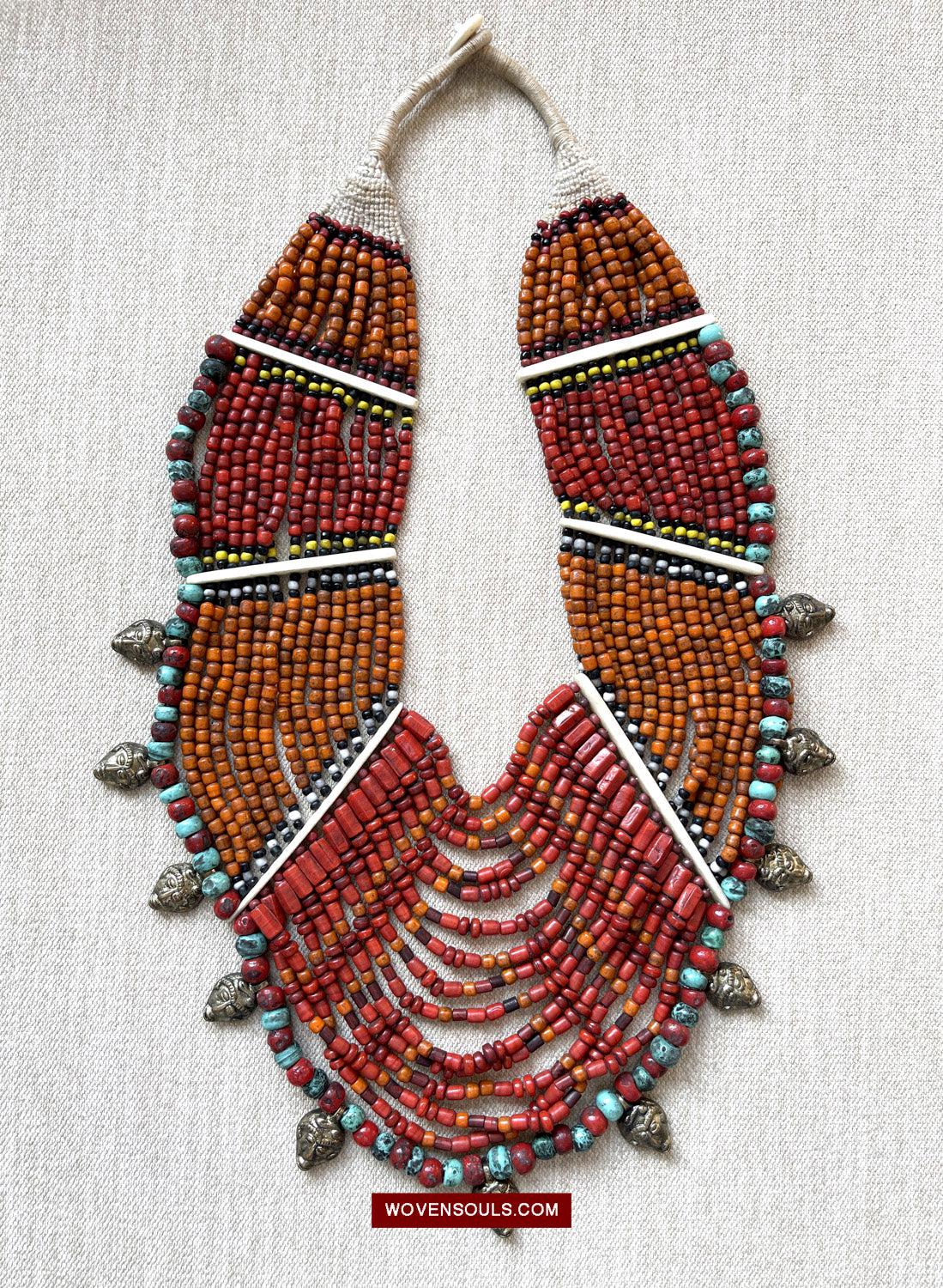 1623 SOLD Antique Naga Tribal Bead Necklace-WOVENSOULS Antique Textiles &amp; Art Gallery