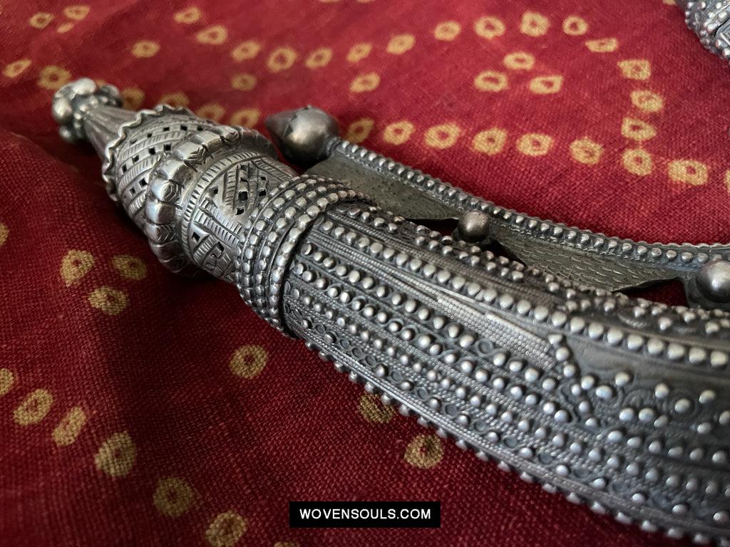 1625 Rare Old Silver Yemen Bedouin Tribal Belt Ornament-WOVENSOULS Antique Textiles &amp; Art Gallery