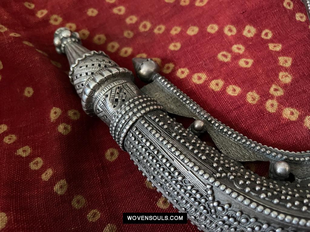 1625 Rare Old Silver Yemen Bedouin Tribal Belt Ornament-WOVENSOULS Antique Textiles &amp; Art Gallery