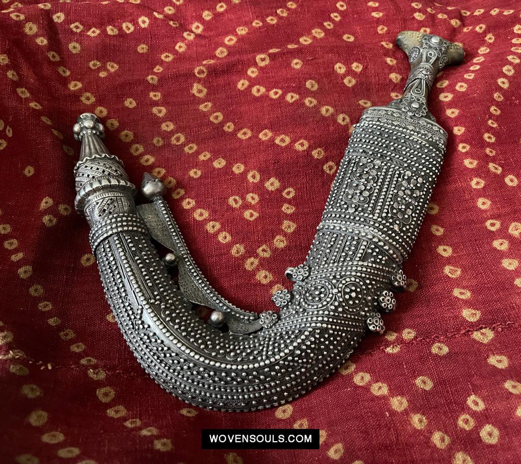 1625 Rare Old Silver Yemen Bedouin Tribal Belt Ornament-WOVENSOULS Antique Textiles &amp; Art Gallery