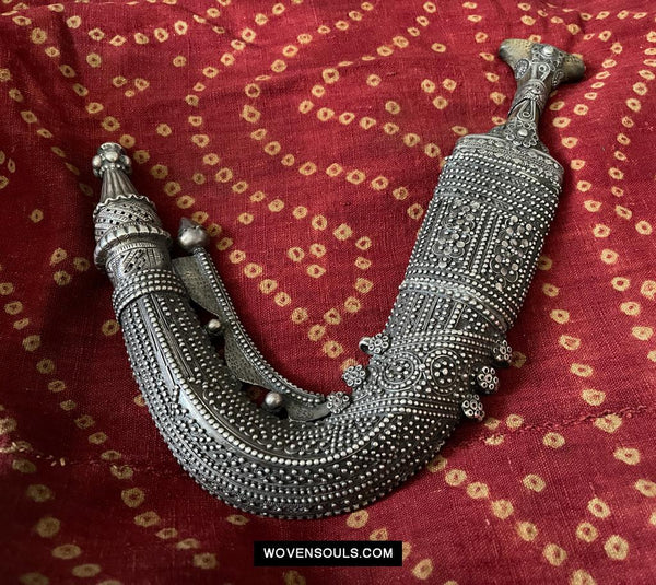 1625 Rare Old Silver Yemen Bedouin Tribal Belt Ornament-WOVENSOULS Antique Textiles & Art Gallery