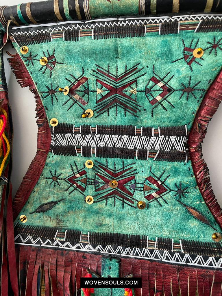 1630 SOLD Old Tuareg Tent Large Amulet Hanging - African Art-WOVENSOULS Antique Textiles &amp; Art Gallery