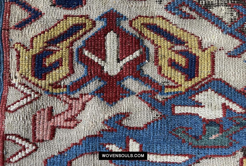 1643 Antique Karabagh / Kuba Rug Fragment w Dragon Elements-WOVENSOULS Antique Textiles &amp; Art Gallery