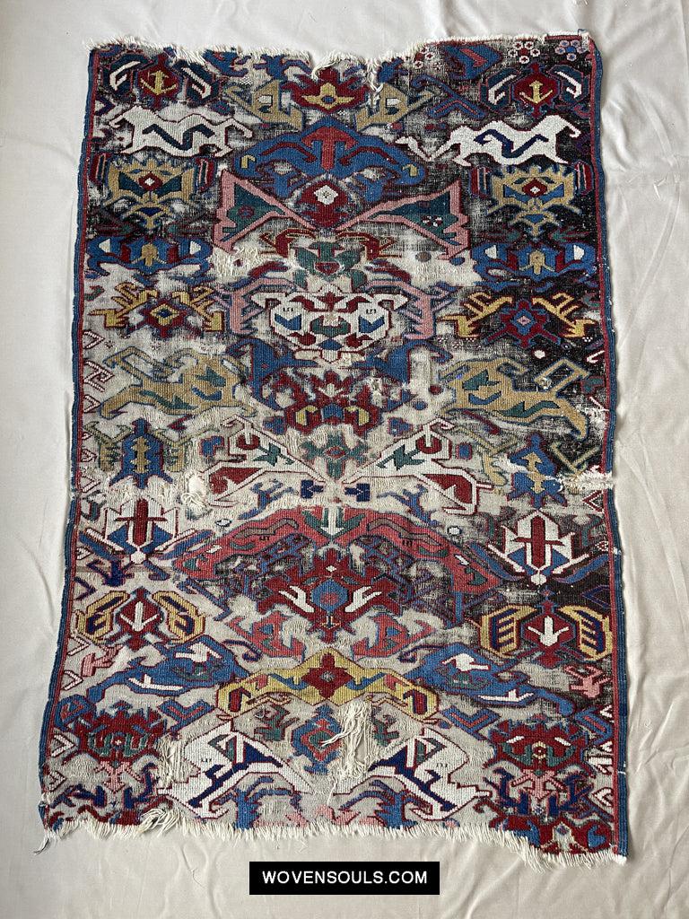 1643 Antique Karabagh / Kuba Rug Fragment w Dragon Elements-WOVENSOULS Antique Textiles &amp; Art Gallery