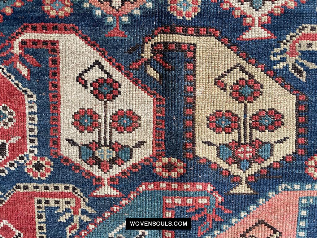 1645 Antique Gendge Boteh Rug with Figures-WOVENSOULS Antique Textiles &amp; Art Gallery