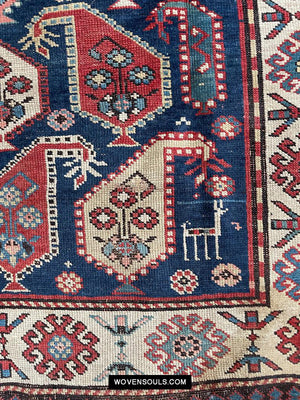 1645 Antique Gendge Boteh Rug with Figures-WOVENSOULS Antique Textiles &amp; Art Gallery