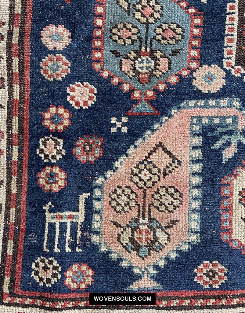 1645 Antique Gendge Boteh Rug with Figures-WOVENSOULS Antique Textiles &amp; Art Gallery