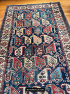 1645 Antique Gendge Boteh Rug with Figures-WOVENSOULS Antique Textiles &amp; Art Gallery