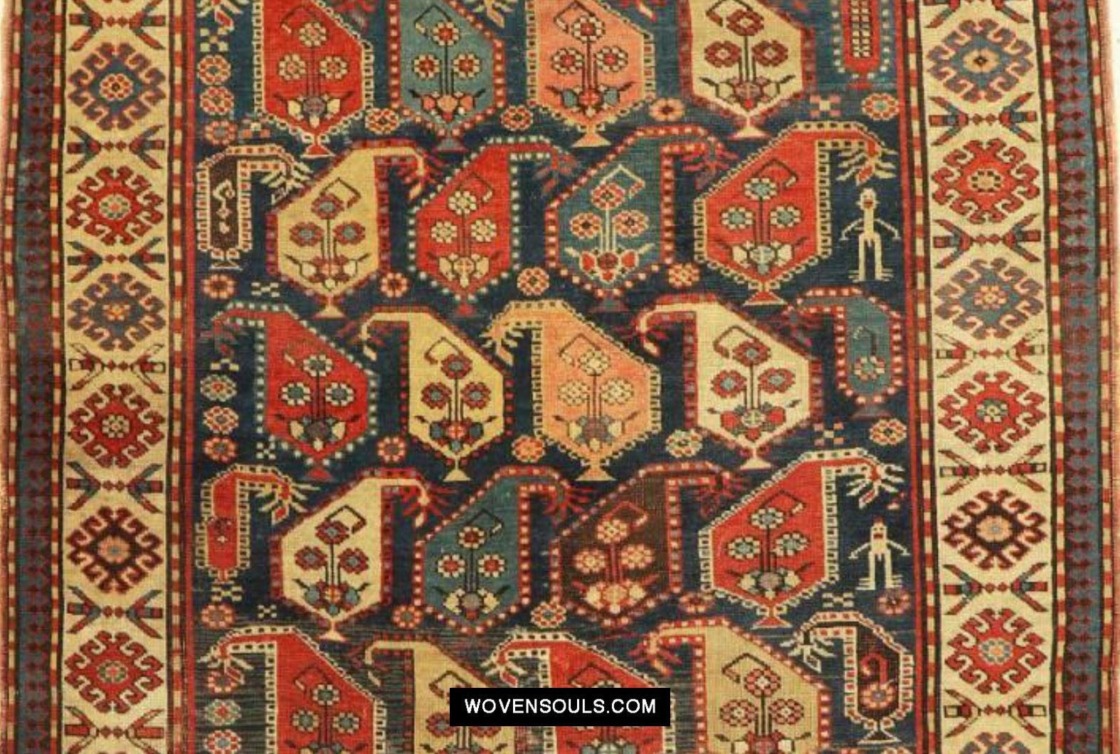 1645 Antique Gendge Boteh Rug with Figures - WOVENSOULS Antique ...