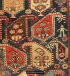 1645 Antique Gendge Boteh Rug with Figures-WOVENSOULS Antique Textiles &amp; Art Gallery