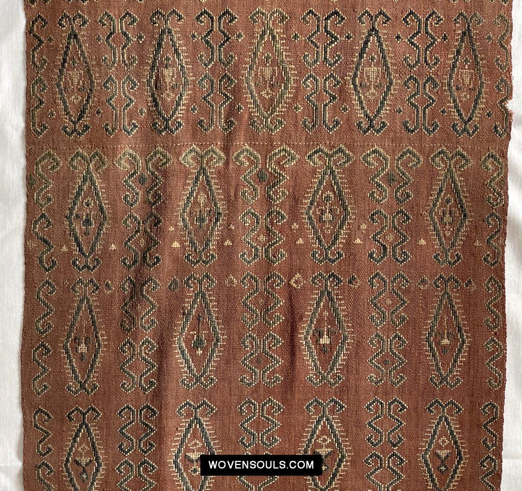 1649 Antique Iban Pua Kumbu Sungkit Singkit Woven Textile with Human Figures-WOVENSOULS Antique Textiles &amp; Art Gallery
