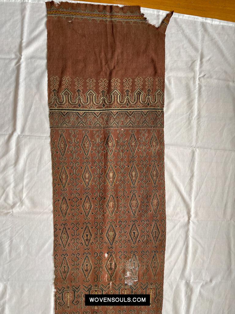 1649 Antique Iban Pua Kumbu Sungkit Singkit Woven Textile with Human Figures-WOVENSOULS Antique Textiles &amp; Art Gallery